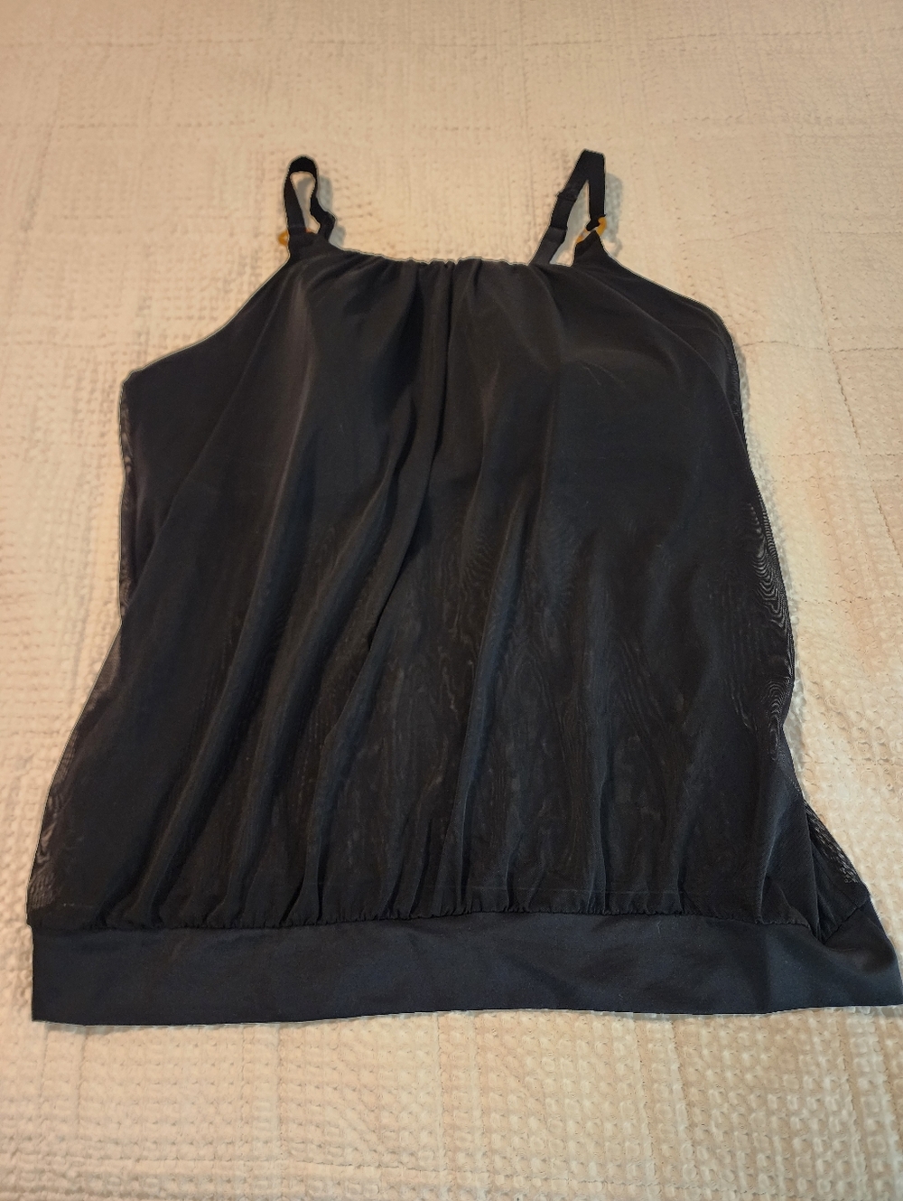 Lane Bryant Black Mesh Tankini Swimsuit Top Sz 20 Bra Support Adjust Straps